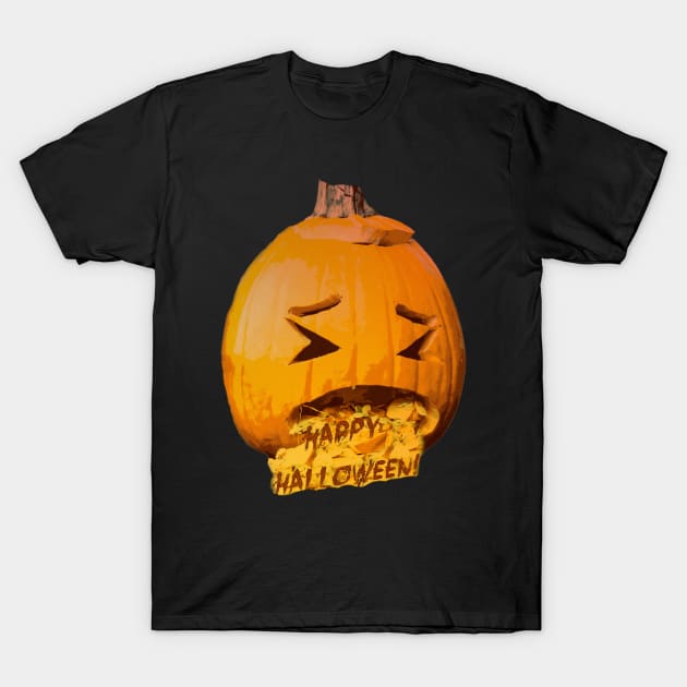 Puking Pumpkin Happy Halloween! T-Shirt by TheAshleyYoung